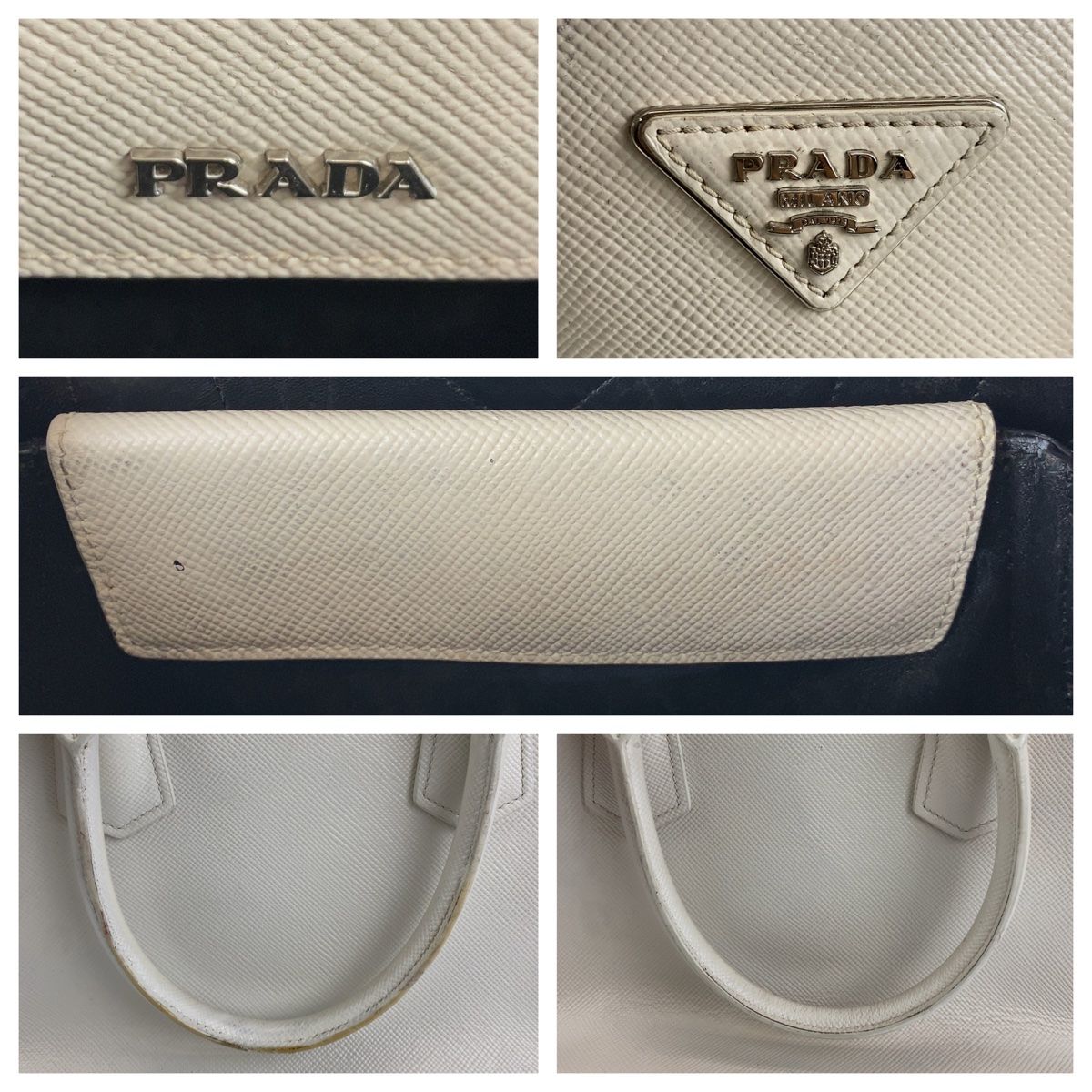 PRADA プラダ サフィアーノ ホワイト 白 シルバー金具 レザー