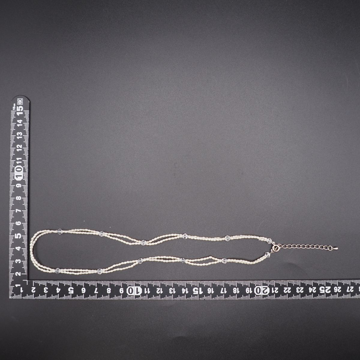 G602 ケシパール 1.8mm 芥子 真珠 水晶 925刻印 ネックレス 2連