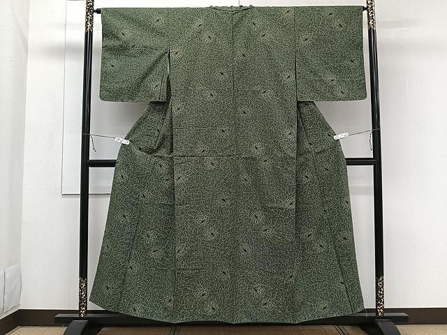 平和屋着物▽上質な紬 単衣 舞花文 正絹 逸品 DAAT9213az
