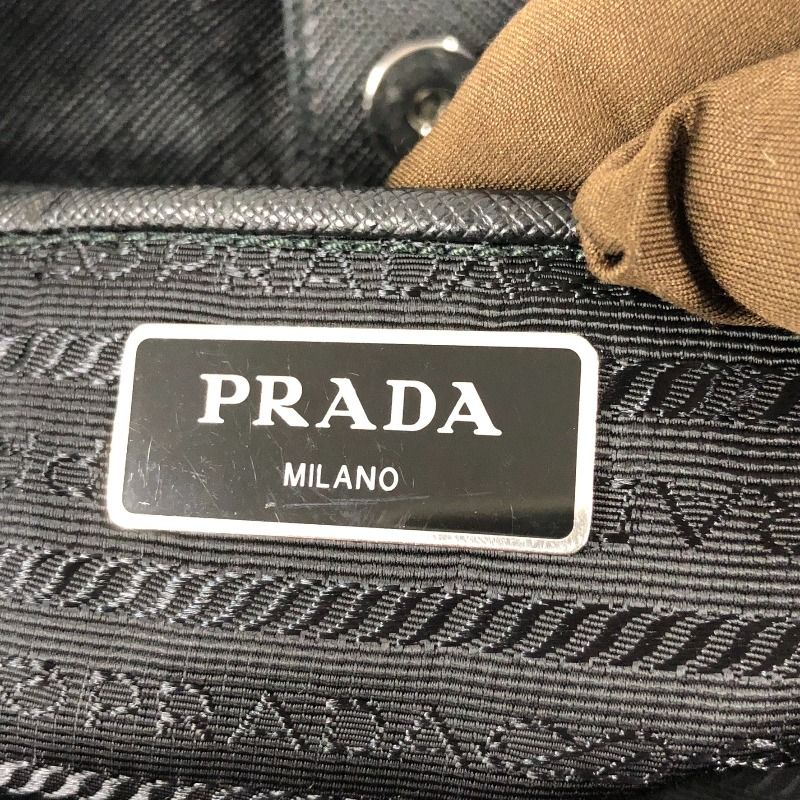 プラダ PRADA キルティングチェーントート 1BG740 ブラック シルバー