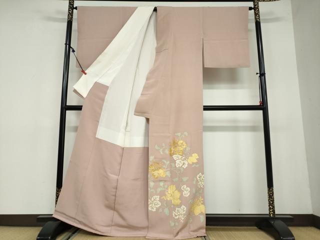 平和屋着物●豪華色留袖 駒刺繍 草花文 金彩 三越扱い 正絹 DAAW5648ud