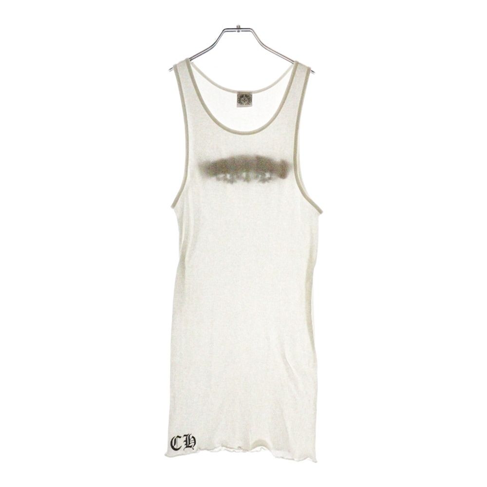 CHROME HEARTS クロムハーツ BACK SCRL LBL PRINT No-Sleeve バックスクロールラベル ロゴ プリント ノースリーブカットソー ホワイト