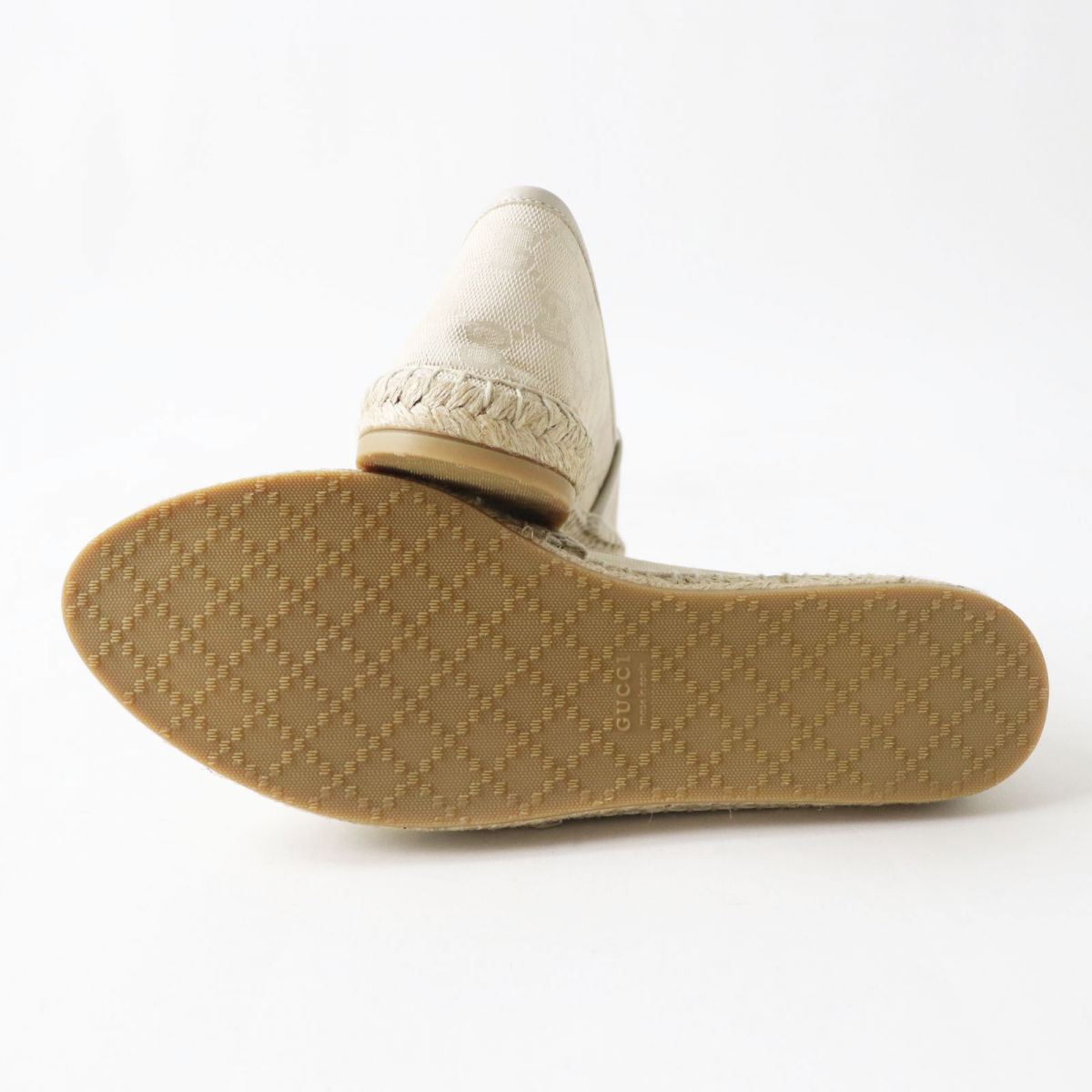 極美品◎GUCCI グッチ 466902 GGキャンバス レザー使い エスパドリーユ 