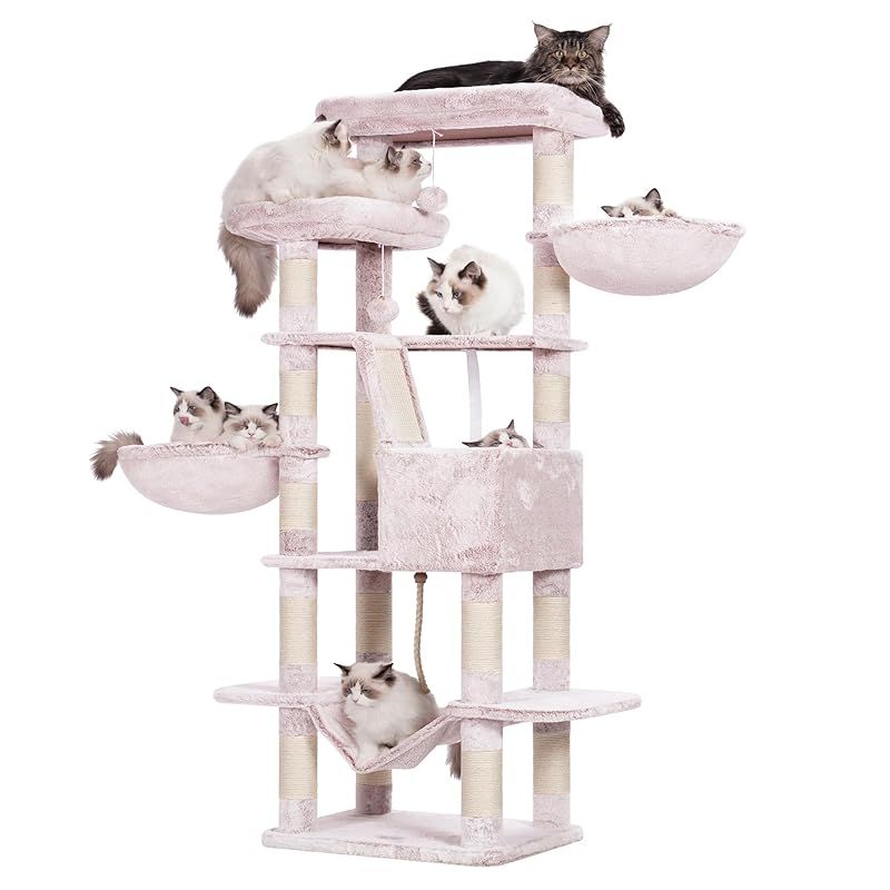 Heybly キャットタワー 大きな猫や多頭飼い 超スリム 据え置き型 省