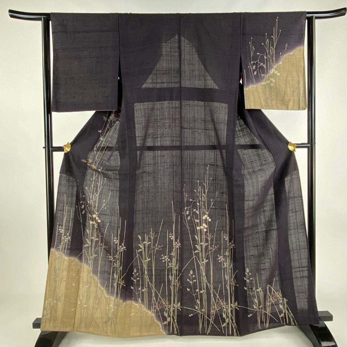 美品 縮緬地 金彩加工染 附下げ・訪問着（正絹）仕立上り＜HH1619＞