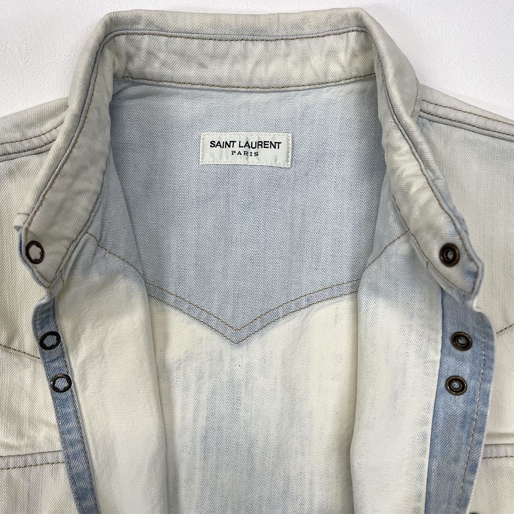 サンローラン パリ SAINT LAURENT PARIS デニムシャツ スタッズ XS/S/M