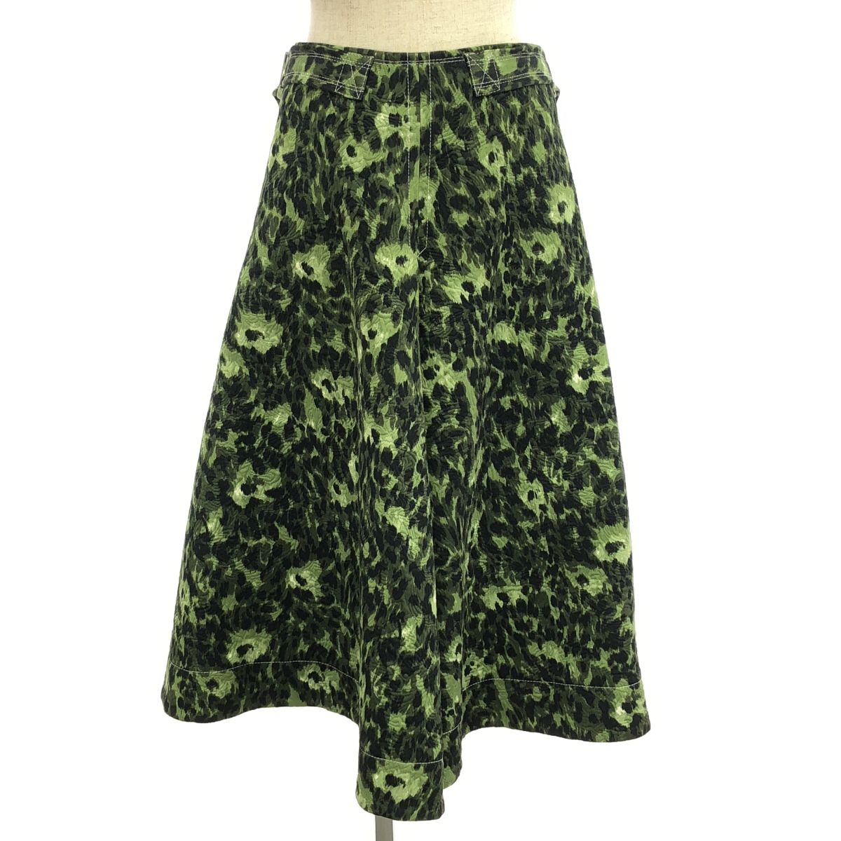 MARNI | マルニ | コットン 総柄 ベルト フ スカート | 38 | ブラック|グリーン | レディース