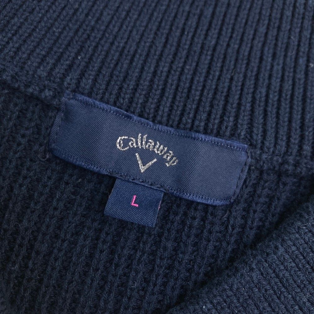 サイズ：L CALLAWAY キャロウェイ 2023年モデル Vネック ケーブルニット ベスト  ネイビー系 [240101453529] ゴルフウェア レディース ストスト サイズ：L CALLAWAY キャロウェイ 2023年モデル Vネック