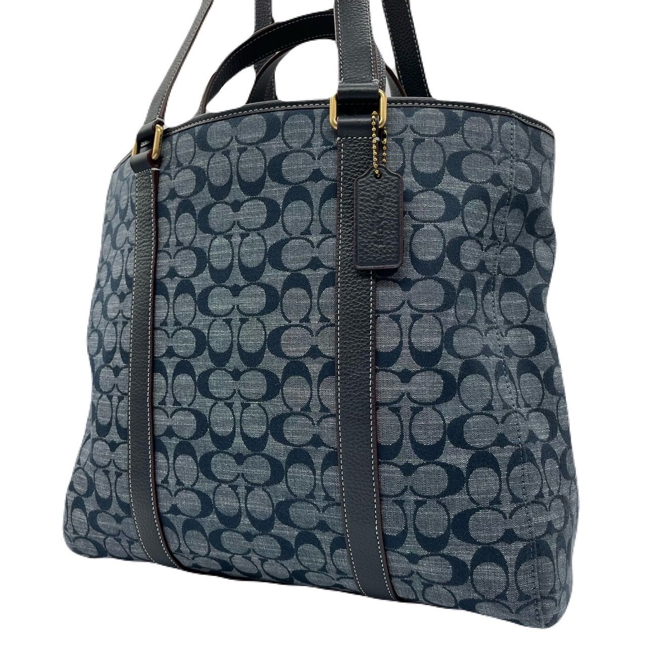 COACH コーチ ハンドバッグ トート 肩掛け デニム シグネチャー 編み込み COACH コーチ ハンドバッグ トート 肩掛け デニム シグネチャー 編み込み
