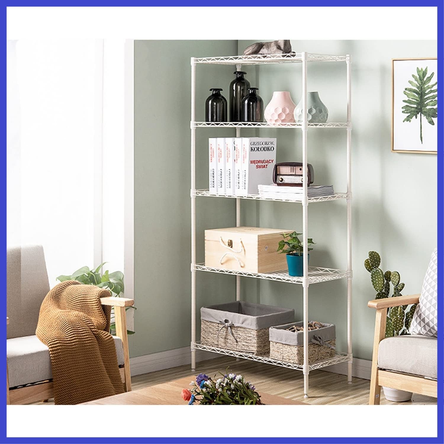 Fainyearn スチールラック レンジ台 キッチンラック 収納ラック キッチン 整理棚 本棚 シェルフ棚 メタル製 メタルラック 高さ調節 幅60 cm 奥行32 高さ150 ホワイト