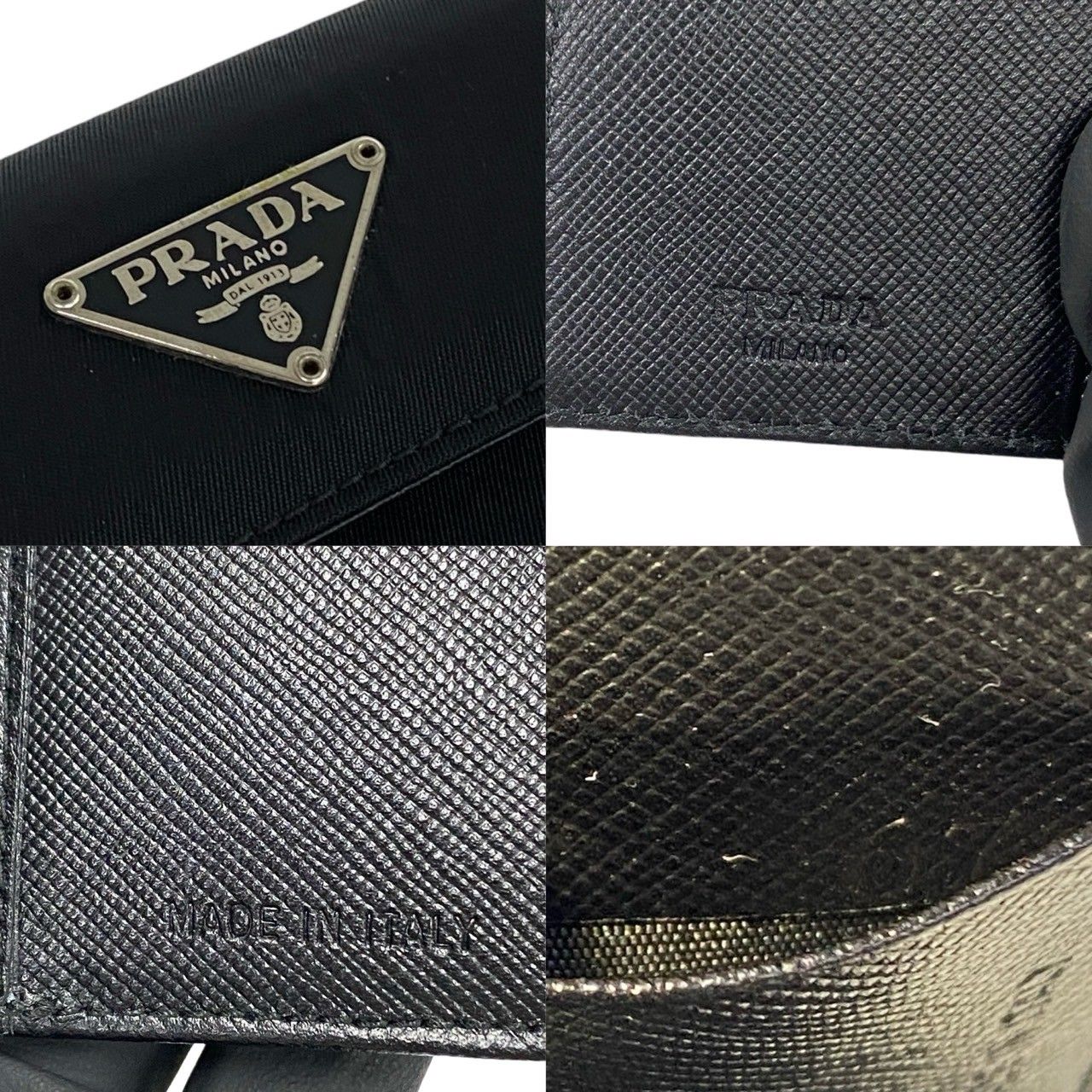 ✨美品✨PRADA プラダ◆黒ブラック◆折財布◆三角ロゴ◆ナイロン×レザー 極 美品 希少品 PRADA プラダ 三角ロゴ 金具 サフィアーノ レザー 本革