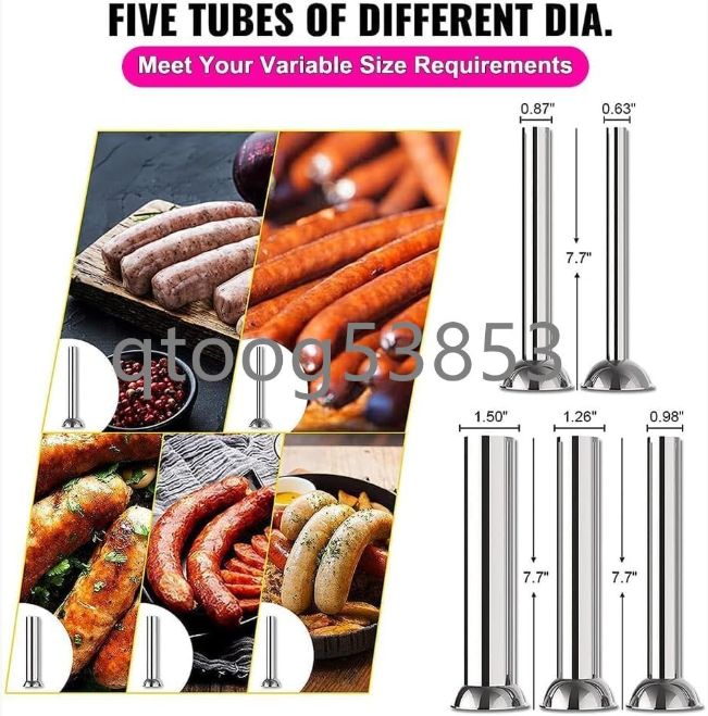 軽量 送料無料 手動ソーセージ充填機 ソーセージメーカー 5Lソーセージスタッファーステンレス製ソーセージメーカー 5つのスタッフィングノズル付き