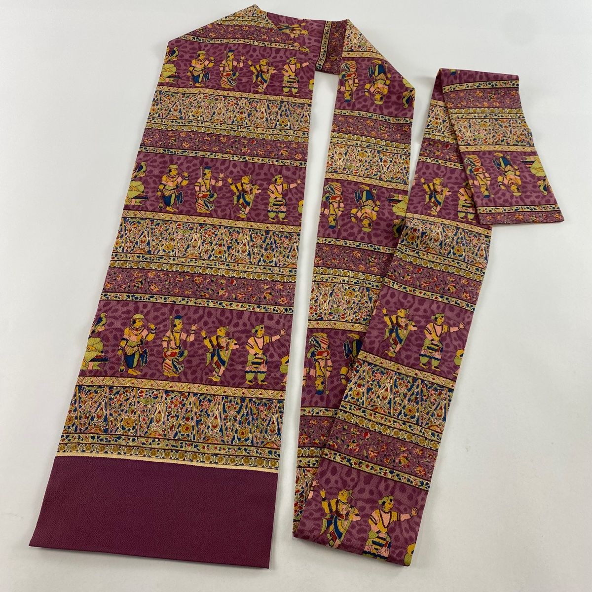 名古屋帯 秀品 コプト柄 草花 縮緬 赤紫 正絹 【中古】 - メルカリ