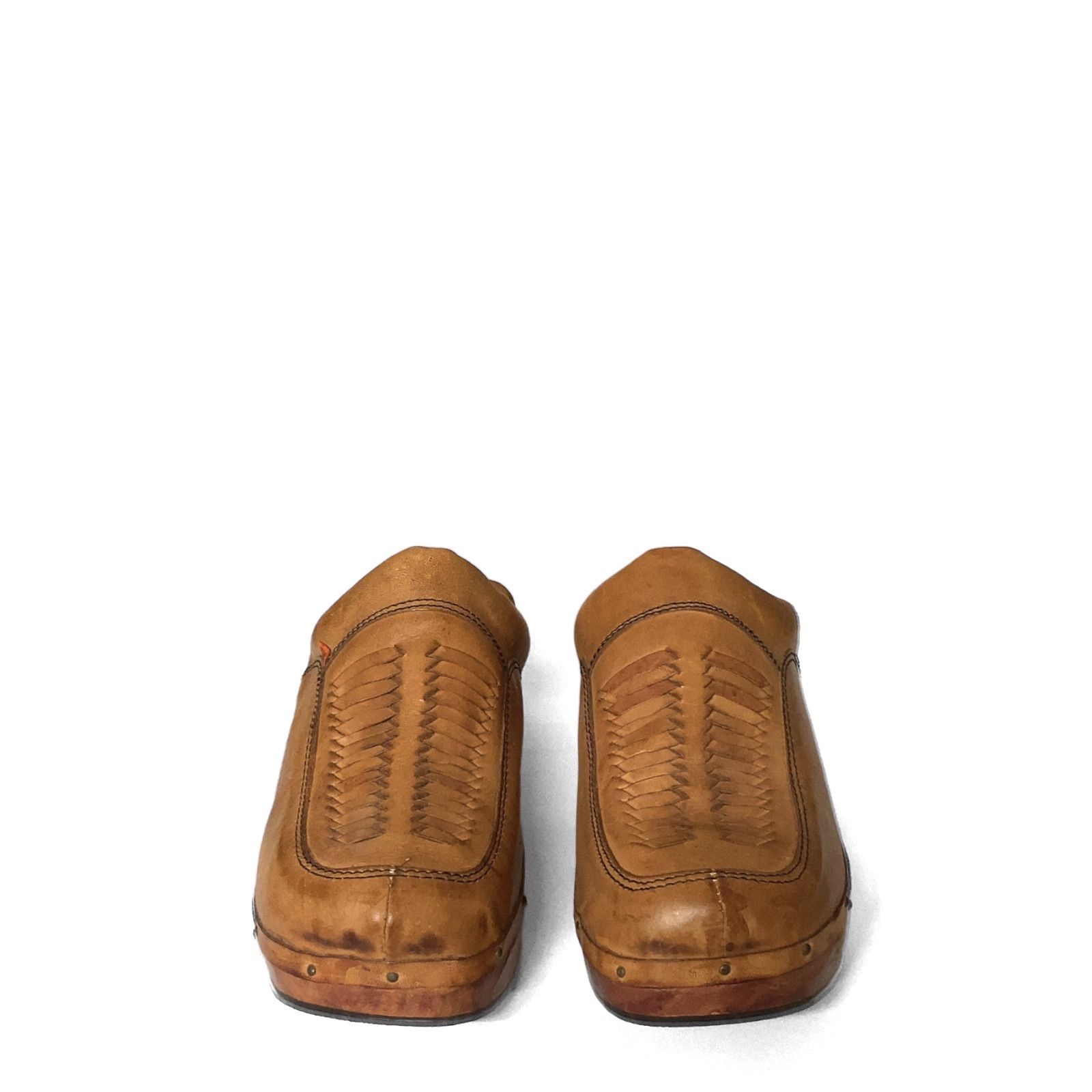 【中古品】70s Vintage Levi`s リーバイス for feet オレンジタブ sabot sandal サボサンダル 木製 木靴 レザー  11 ブラウン ヴィンテージ アンティーク