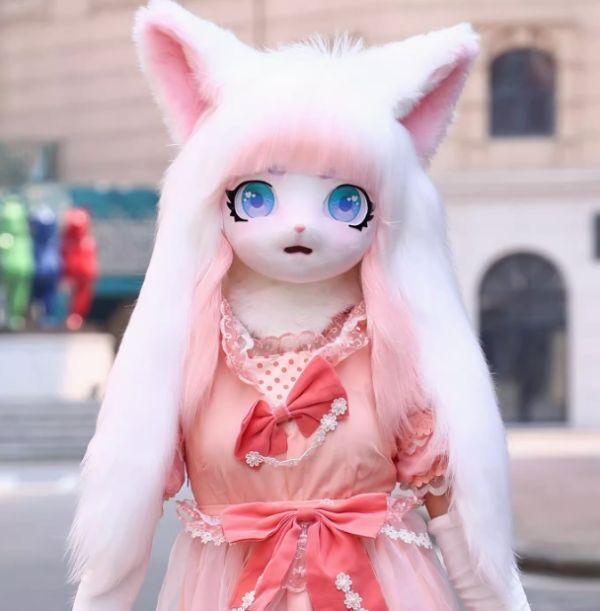 着ぐるみヘッド 猫 口開け 白 全頭ヘッド ケモノ マスク ファースーツ ぬいぐるみ コスプレ コスチューム - メルカリ