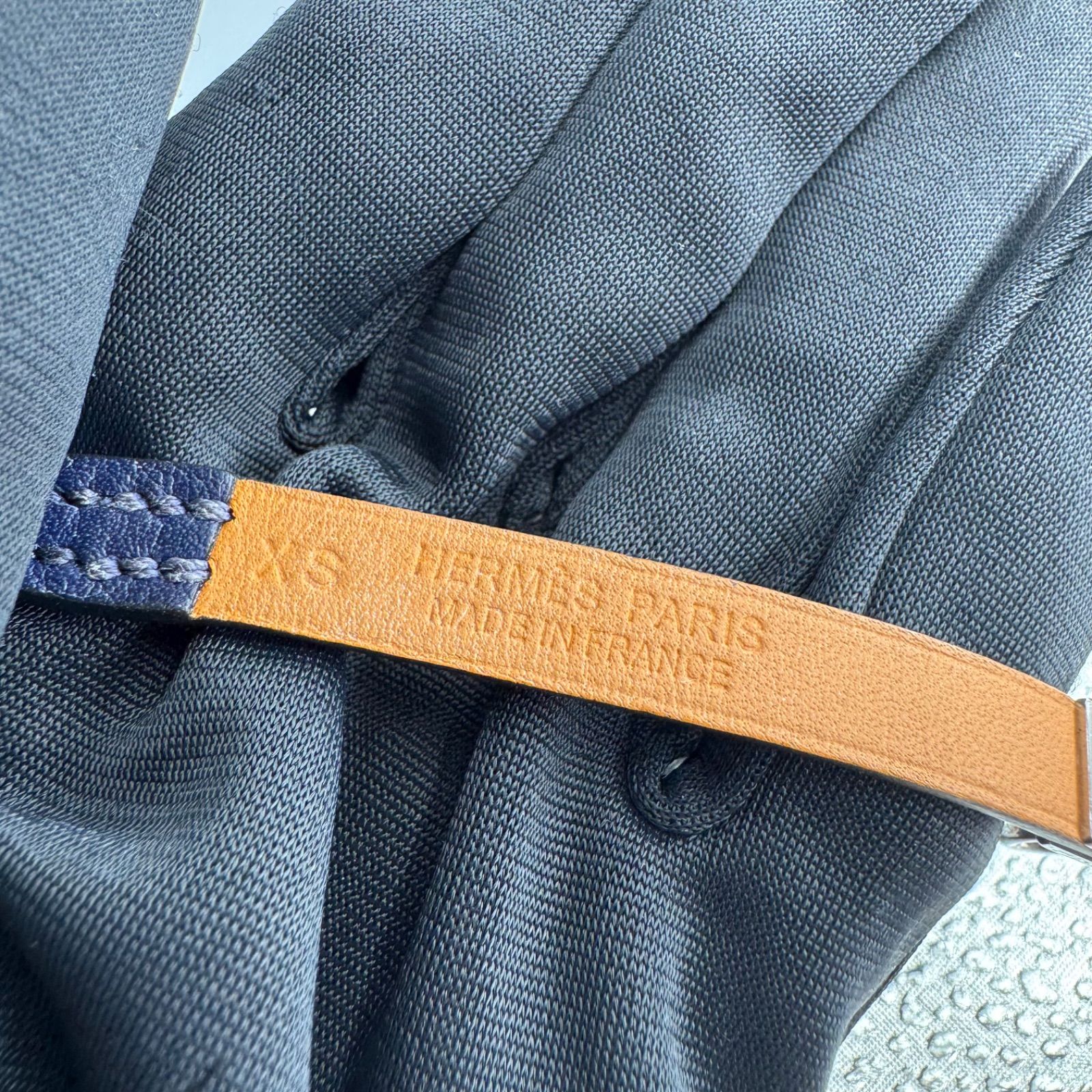 HERMES レザーブレスレット リヴァル ミニ ブルー ヴォー