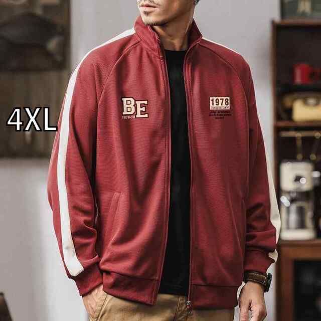 4XL メンズ ファッション 服 男性用 オシャレ シンプル 大人 かっこいい ストリート アメリカン スタンドカラー ジッパー カーディガン スウェット シャツ 春 カジュアル ジャケット レトロ ランニング スポーツ ジャケット