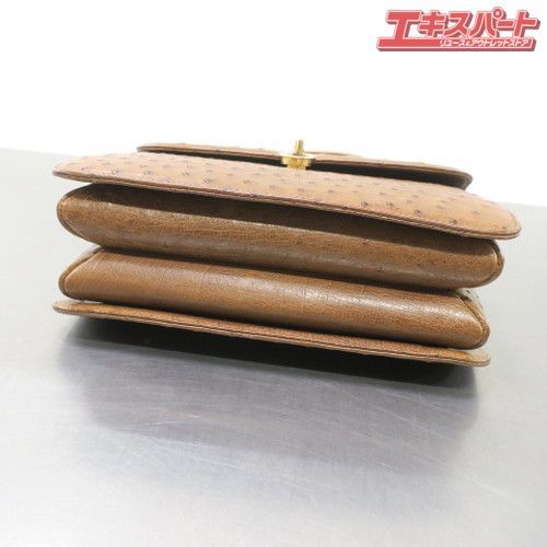 【美品】HAMANO オーストリッチ ブラウン レザー ハンドバッグ 美品】HAMANO オーストリッチ ブラウン レザー ハンドバッグ 美品 傳