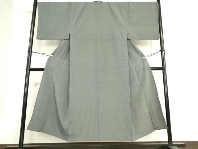 平和屋着物▽男性 本塩沢 単衣 縞 キングサイズ 正絹 DAAV5789az