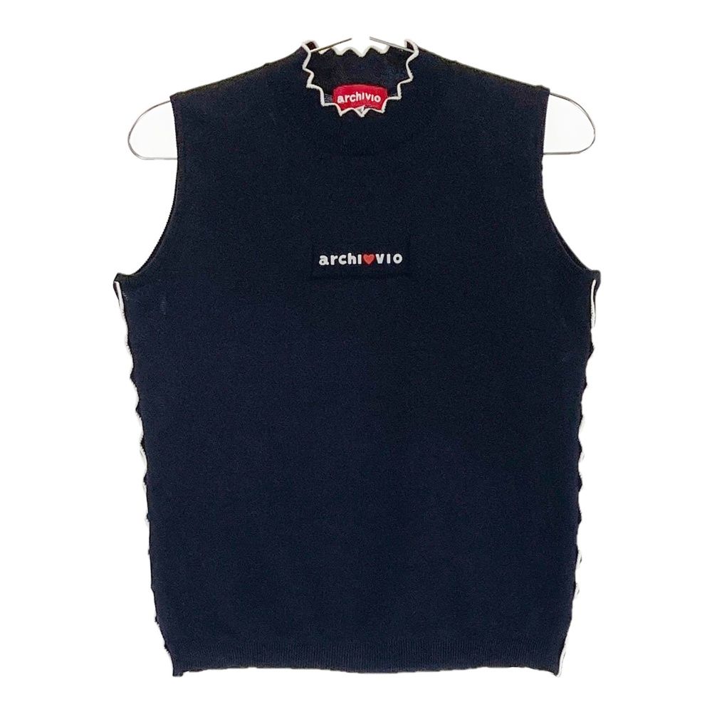 サイズ：36 ARCHIVIO アルチビオ ハイネック ニットベスト ネイビー系