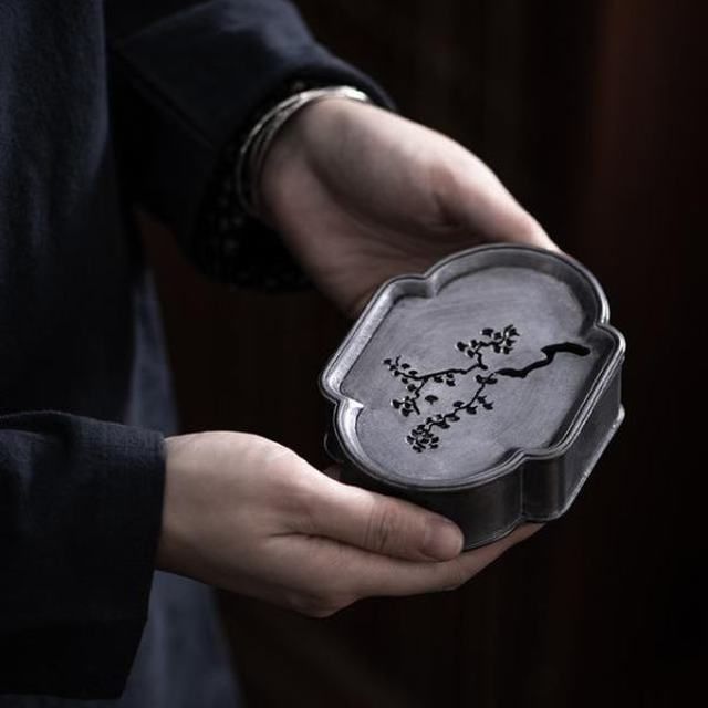 中国錫細工茶器　未使用品 壺承 茶盤 中国茶 茶器 錫製 台湾茶 中国茶器 茶道具 茶道