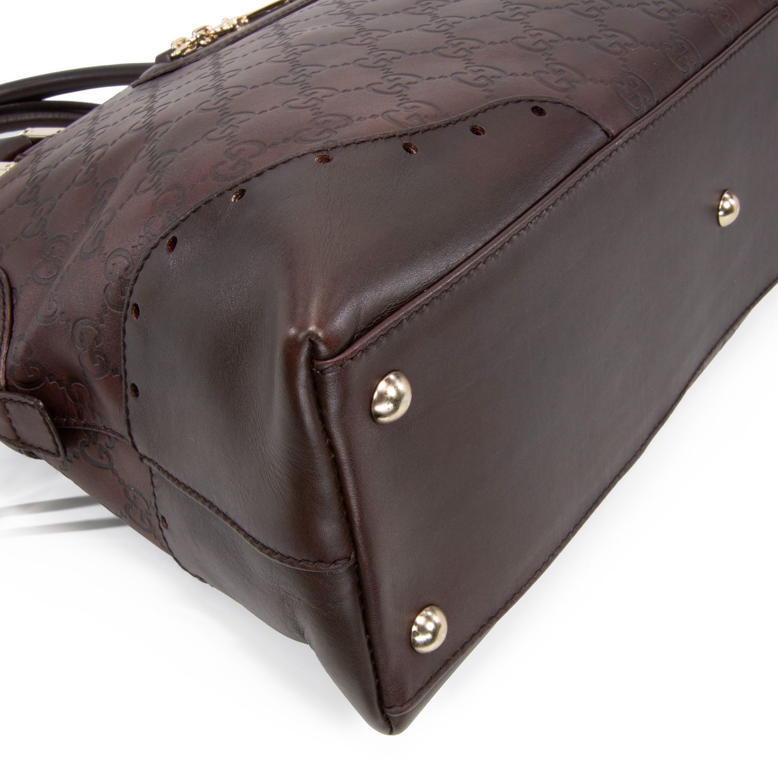 本物 グッチ ハンドバッグ メンズ レディース ホースビット 焦げ茶色 GGロゴ 本物 送料無料 グッチ ハンドバッグ メンズ レディース カーフ