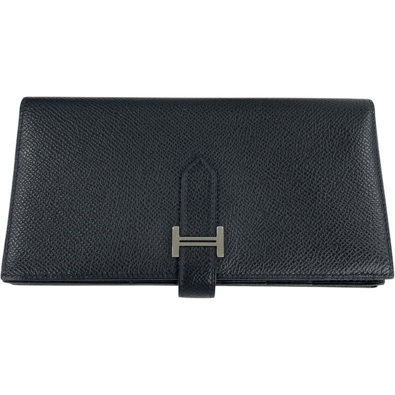 エルメス HERMES ベアンスフレ Y SN008 FF ブラック エプソン メンズ 長財布