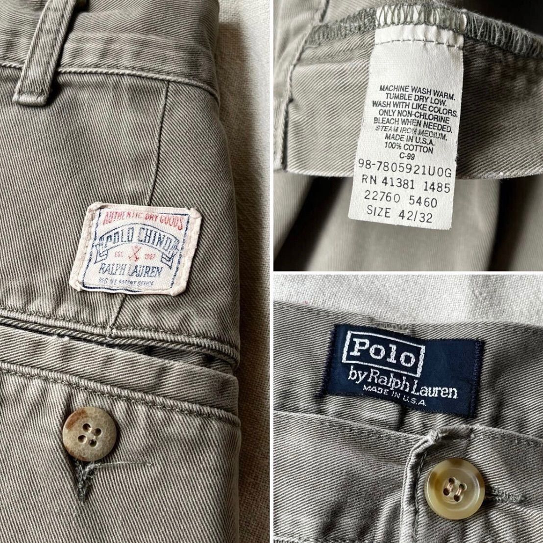 (古着)80s USA製 polo ralph lauren ワイドチノパンツ Ralph Lauren - 初期 ポロチノ 80s USA製 ポロ ラルフローレン