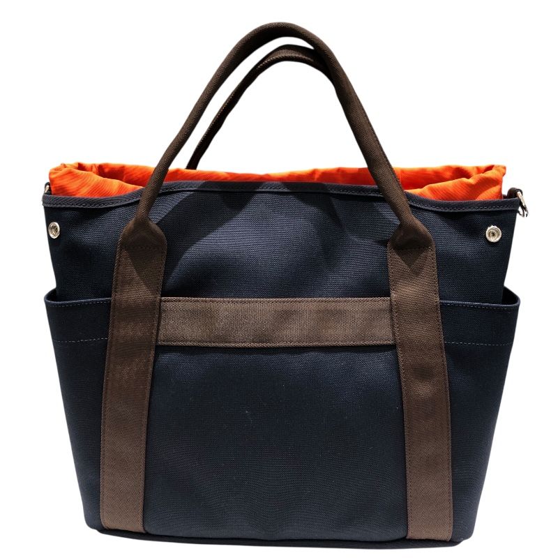 HERMES ネイビー トートバッグ エルメス/トートバッグ/ガーデンパーティTPM/ネイビー×黒/トワル