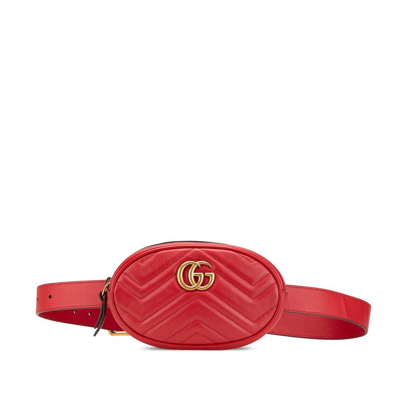 グッチ GGマーモント ボディバッグ ウエストバッグ 476434 レッド レザー レディース GUCCI 214-11781