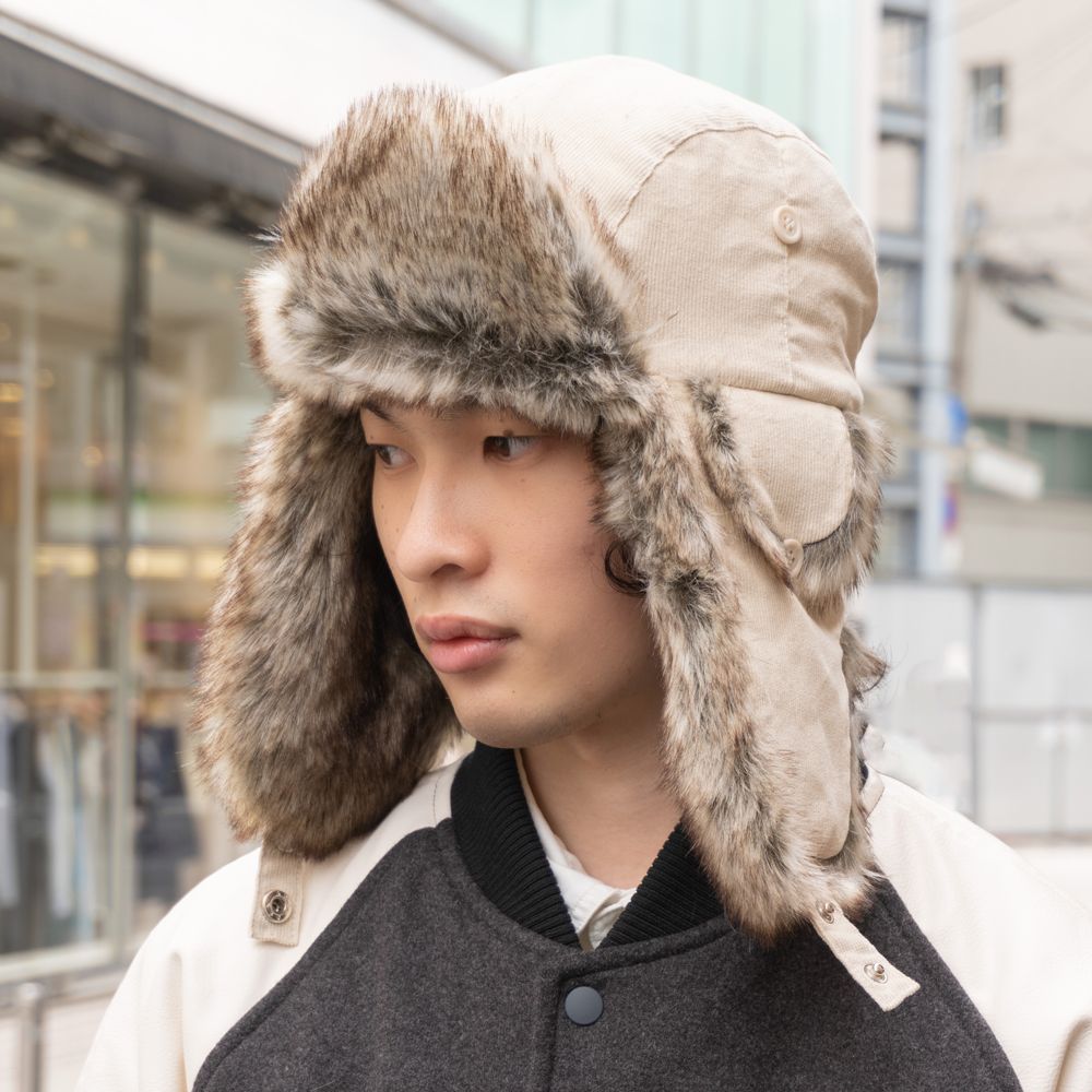 【スーパーセール】 コーデュロイファーフライトキャップ パイロットキャップ レディースウェア