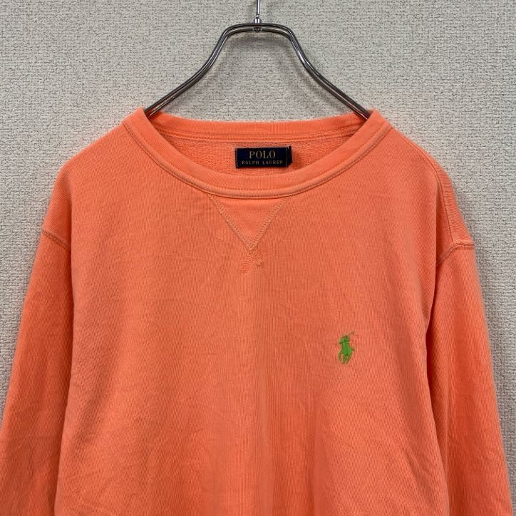 【オールシーズン使える1枚、ポロベア刺繍】ラルフローレン古着サーモンピンクM ラルフローレン古着サーモンピンクM