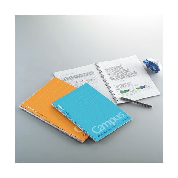 （まとめ）コクヨ キャンパス ツインリングノートセミB5 5mm方眼罫（カットオフ）50枚 ス-T113S5-D 1セット（5冊）〔×2セット〕 : （まとめ）コクヨ キャンパスツインリングノート（PP