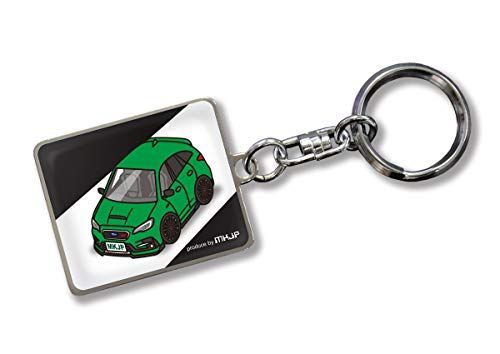 グリーン [MKJP] カスタムキーホルダー スバル レヴォーグ STIスポーツ VM4 VMG型 ベース：ブラック 車カラー：グリーン