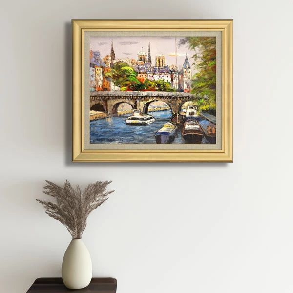 絵画 油絵 肉筆油絵 作者不詳  風景画  運河のある風景  F10 絵画 油絵 肉筆油絵 作者不詳 風景画 運河のある風景 F10