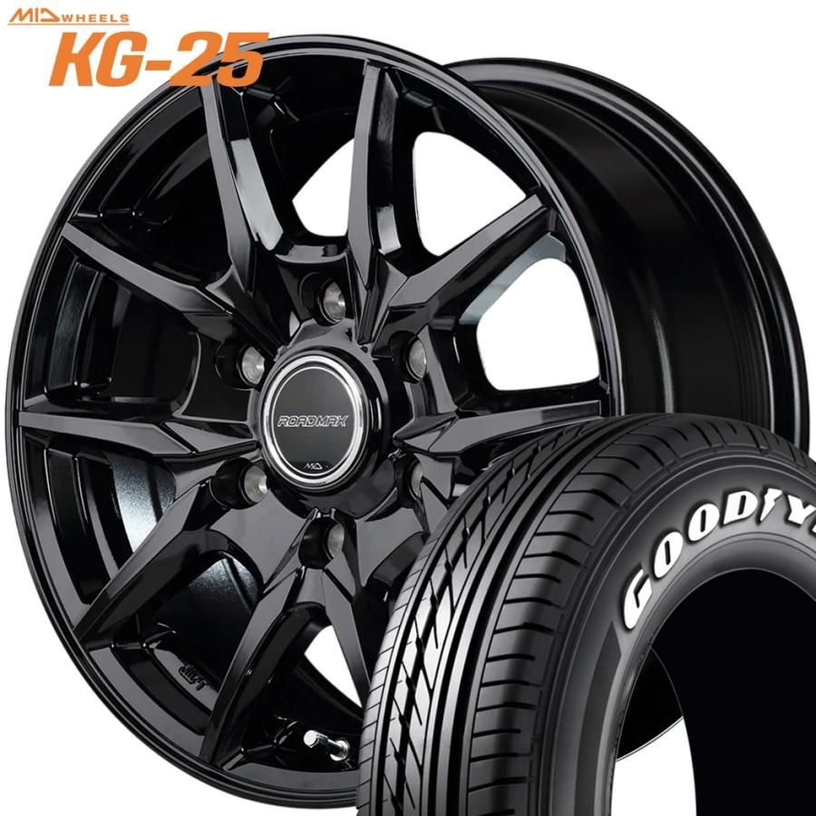 期間 ラジアル MID ROADMAX KG-25 ロードマックスKG-25 15ｘ6.0 ＋33 6H 139.7 ブラック ｘ４本 GY EAGLE 1 ナスカープラス 195 80R15