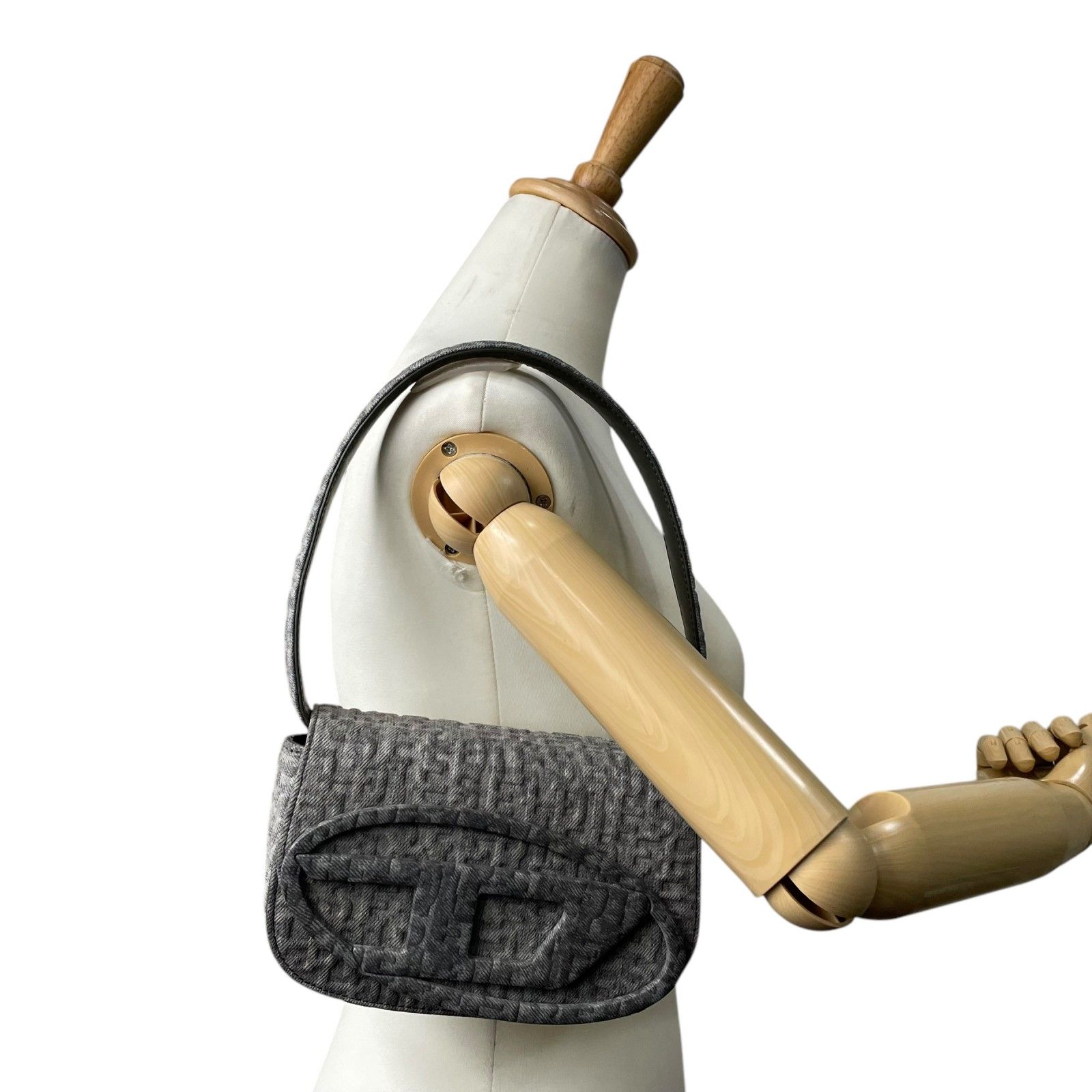 未使用級 ディーゼル DIESEL 1DR モノグラムデニム レザー 本革