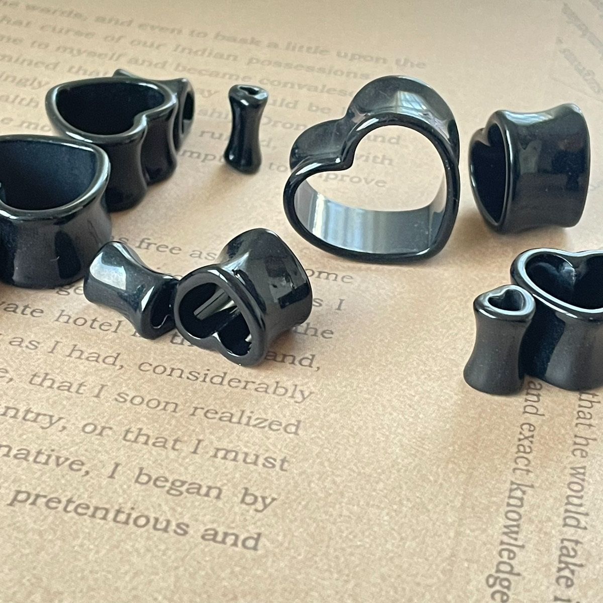 204:黒 4mm~20mm トンネル 【ハート】 ボディピアス 204:黒 4mm~20mm トンネル 【ハート】 ボディピアス
