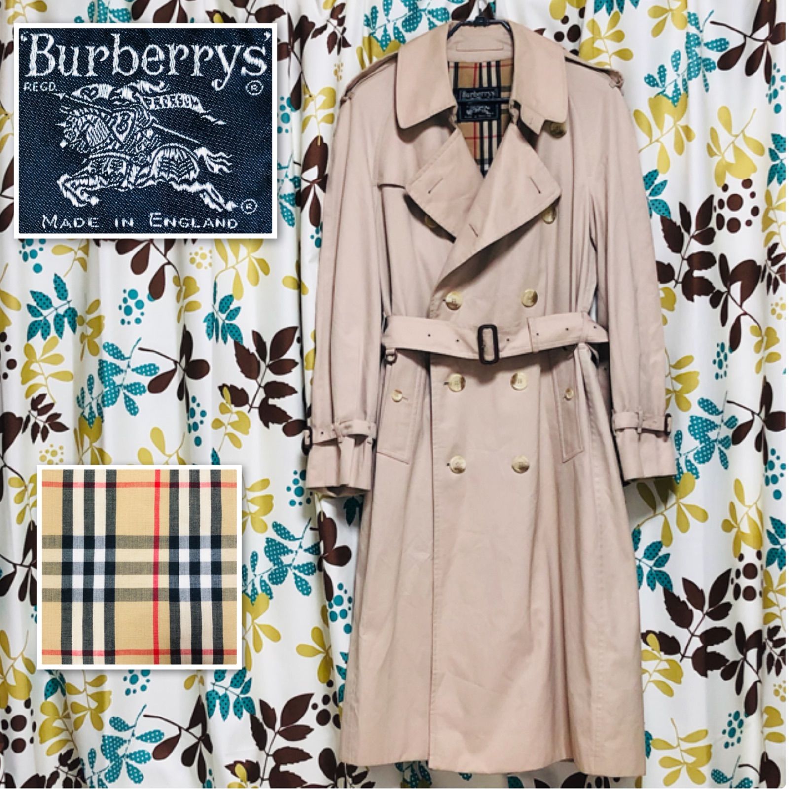 □良品□Burberrys バーバリー ダブルトレンチコート ロング ベージュ×裏地ノバチェック総柄 英国製 コットン×ポリエステルギャバジン ベルト  ベルテッド エポーレット メンズ 秋冬 - メルカリ