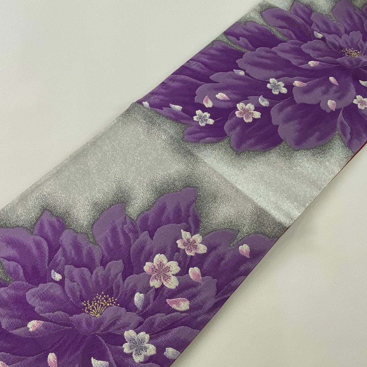 袋帯 美品 秀品 桜 花びら 箔 銀色 六通 正絹 【中古】 - メルカリ