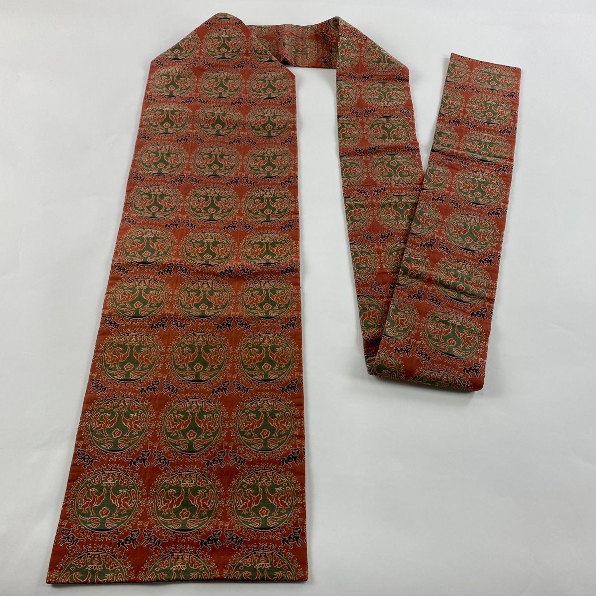 名古屋帯 美品 優品 向かい鳥 動物 赤茶 正絹 【中古】 名古屋帯 美品