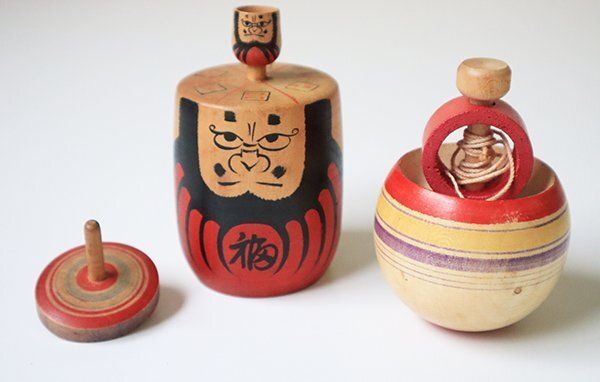 独楽 ◆16点セット* 当たりダルマ 福島二本松|徳重 平こま 投げこま 木製こま 伝統玩具 木地玩具 郷土玩具 昭和レトロ アンティーク ◆5|K3