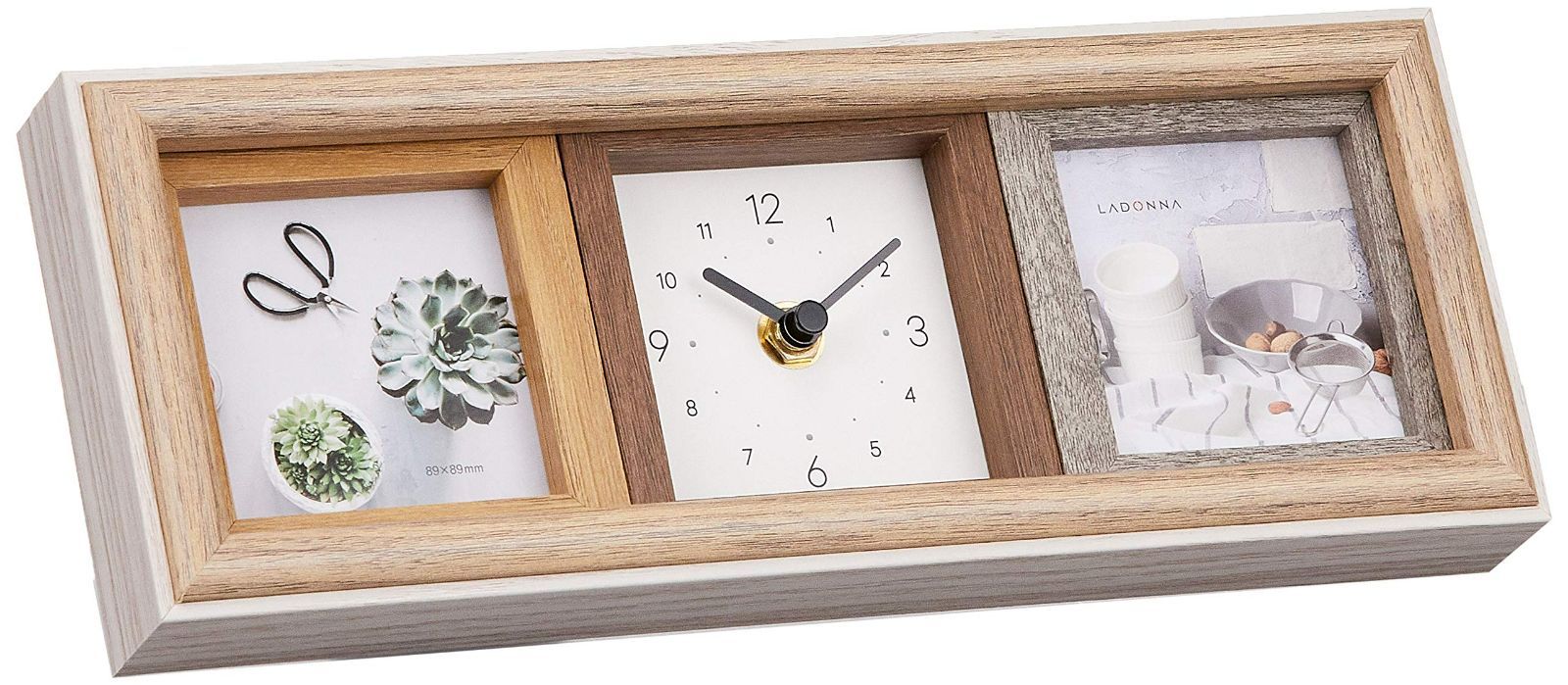 【人気商品】LADONNA インテリアフレーム DF97-30-IV 084500 アイボリー 時計付き スクエアサイズ3面