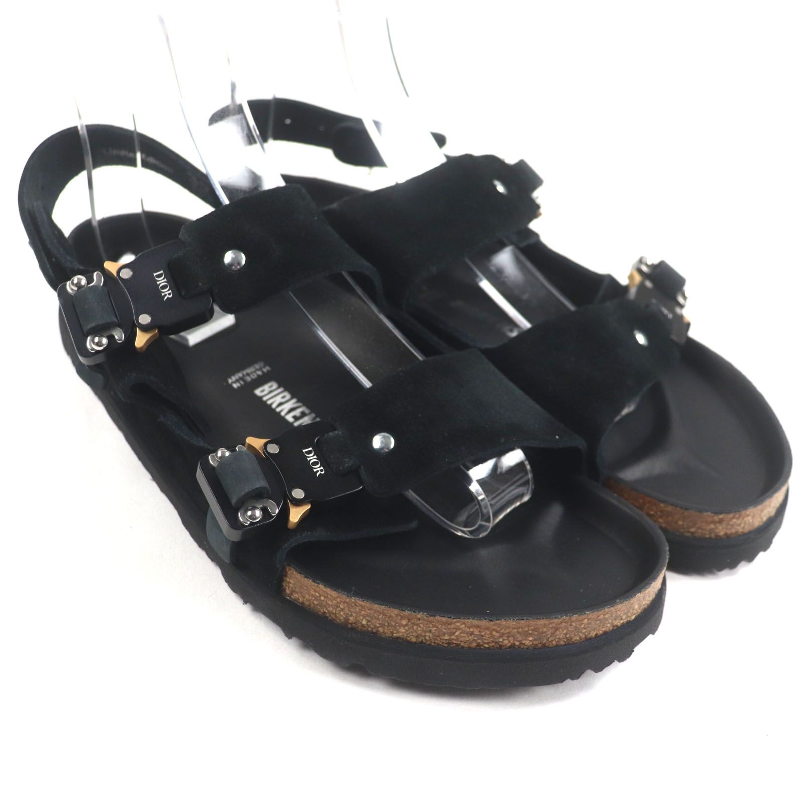 DIOR BIRKENSTOCK ディオール オム ビルケンシュトック MILANO ミラノ スウェードレザー ローラーコースター サンダル ブラック 39 25cm ドイツ製 メンズ