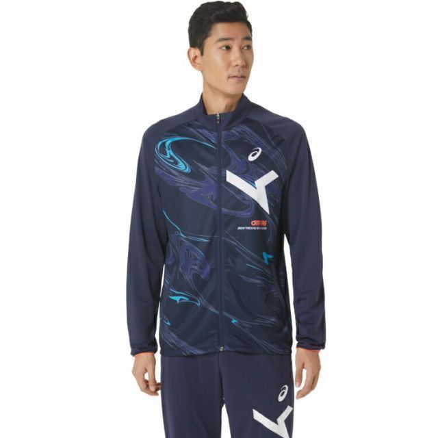 asics アシックス A-I-M DRY STRETCH KNIT GR ミッドナイト L 2031D995 400 | スポーツ メンズ L マルチカラー 服 衣類 衣料品ウェア ウエア アウター ドライストレッチニットグラフィックジャケット ジャ