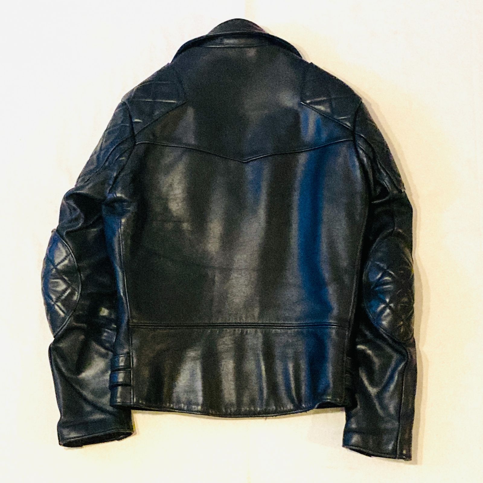 666 LJM-2パデットレザーライダースジャケット36英国製ブルーSイギリス製