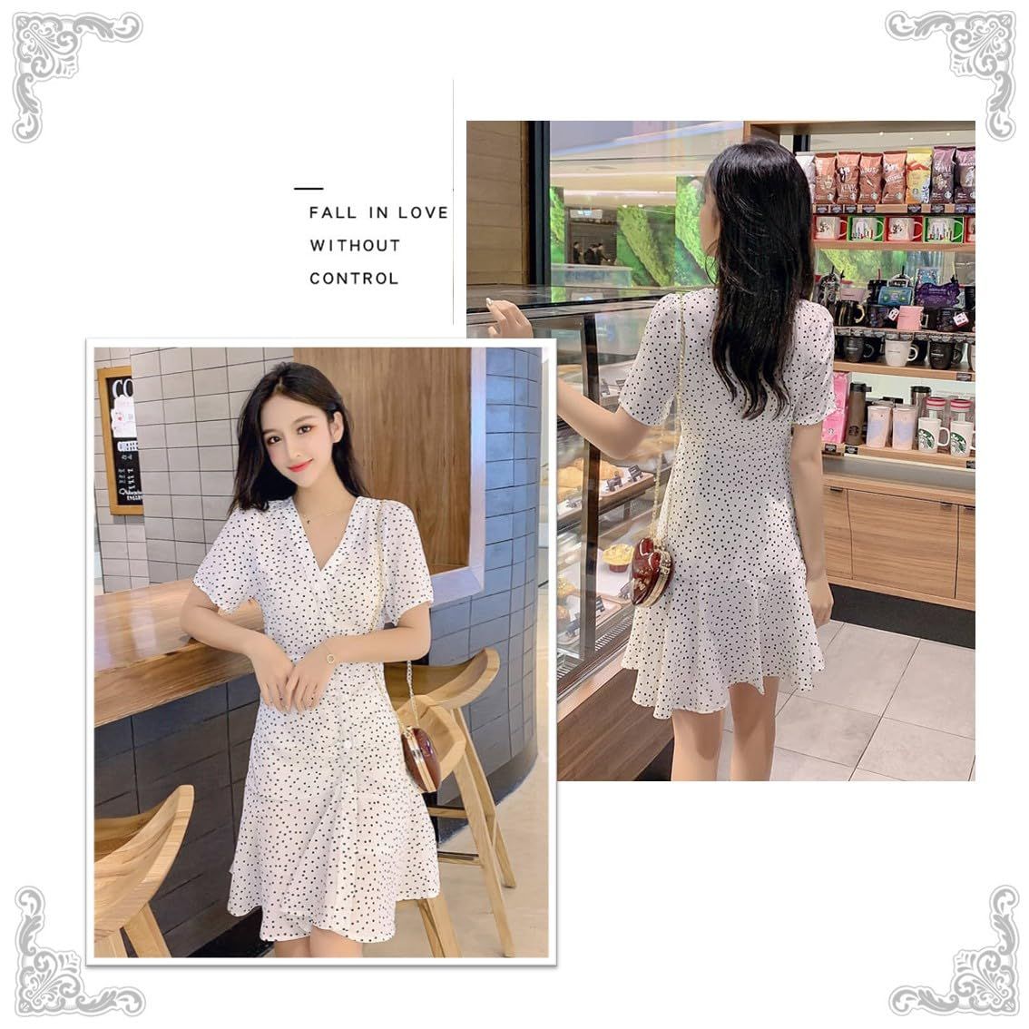 AQUA Marine] シフォン ミニワンピース レディース ドット柄
