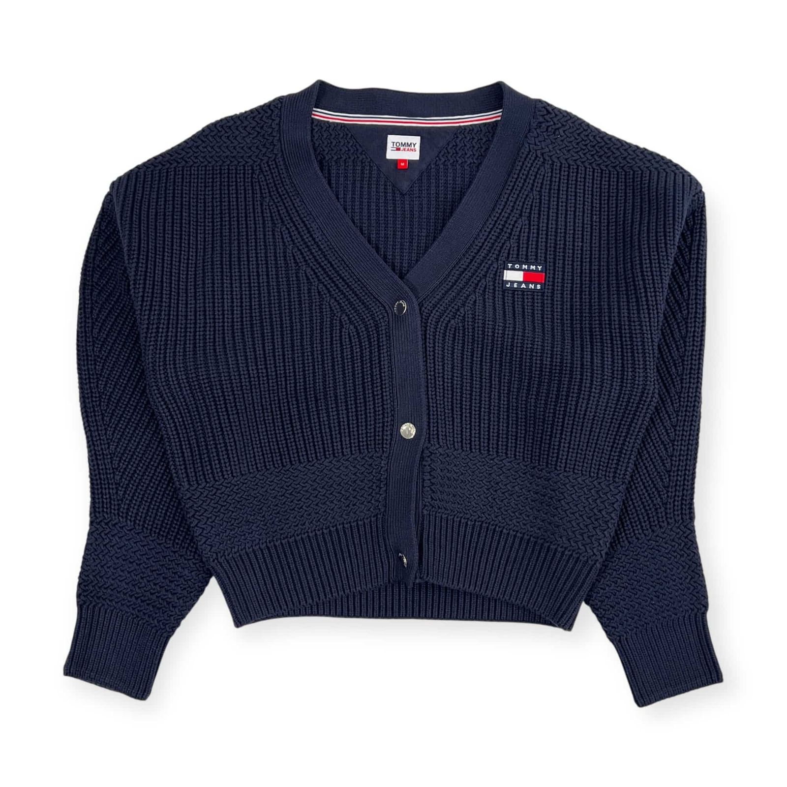 TOMMY JEANS トミージーンズ リブ編み アクリル ニット カーディガン M 
