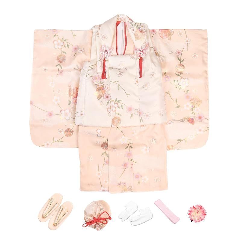 【❤️即購入OK‼︎❤️】KYOUETSU3歳七五三着物フルセット淡橙の秋桜くすみA KYOETSU] [キョウエツ] 七五三 3歳 着物 セット 女の子 くすみ