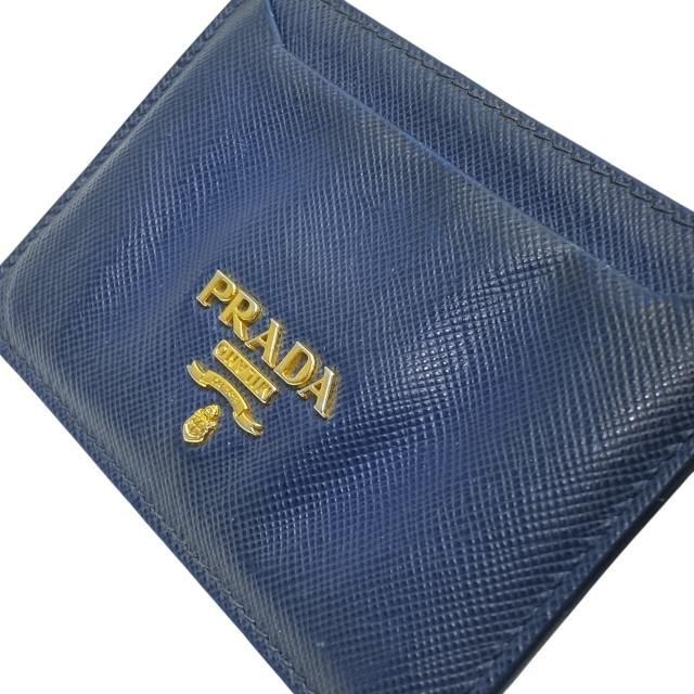 プラダ カードケース 名刺入れ パスケース ロゴ レザー ネイビーPRADA